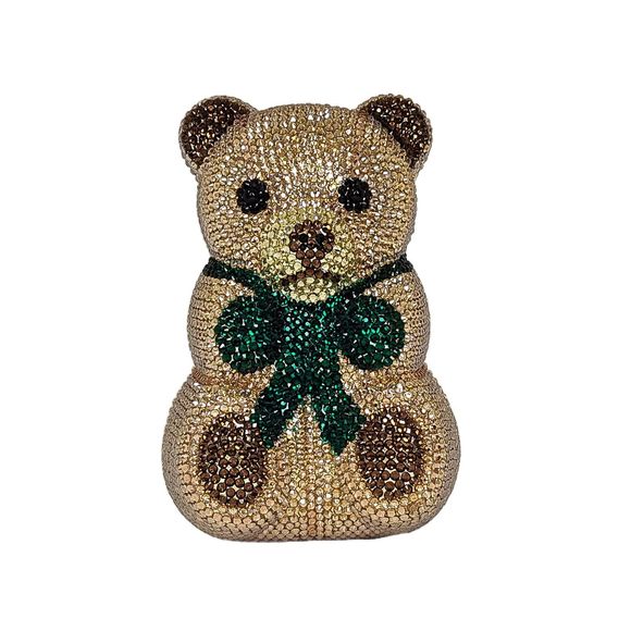 Cute Bow Bear Evening Bag Mini Rhinestone Purse Animal Crystal Clutch C :'D - Picture 1 of 6